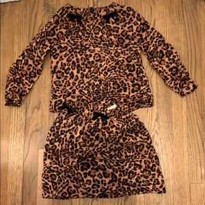 Gucci silk leopard blouse & skirt set